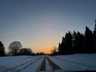 sunset in the winter 