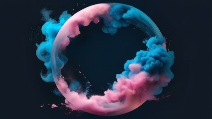 Fototapeta premium A colorful smoke cloud with blue, pink and purple swirls