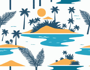 Tropical island with palm trees stock illustration