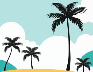 Tropical island with palm trees stock illustration