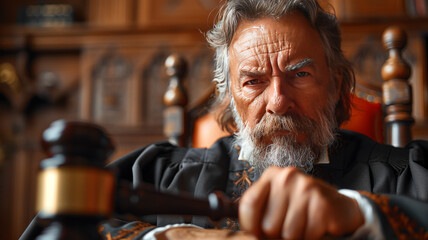 a judge striking with his gavel in a courtroom.generative ai