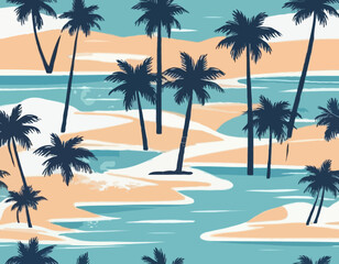 Tropical island with palm trees stock illustration
