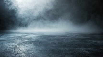 Dark stormy clouds swirl over a misty ocean with hints of moonlight peekin