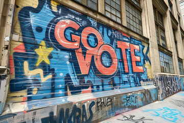 Go vote. Outdoor, youth targeted, social ad campaign concept. Copy space for text, background.