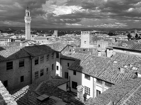 Italian town, Italy, black, white, 