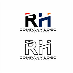 Simple modern RH letter logo design.