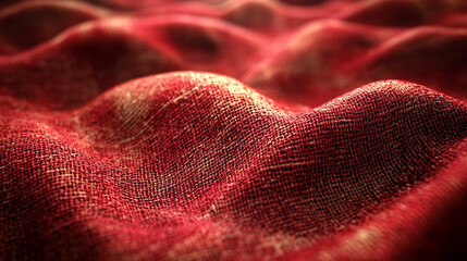 red fabric with intricate texture, evoking feelings of passion, energy, and warmth. The abstract pattern suggests movement and chaos, symbolizing intense emotions and dynamic life forces