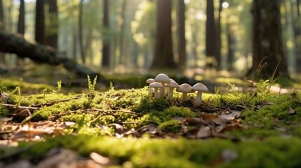 Obraz premium Mushrooms in a Lush Forest