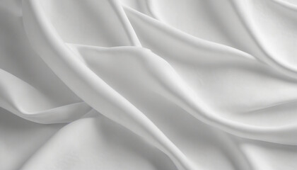 Obraz premium White colour silk wave drapery abstract background. Flowing satin fabric texture concept created with generative ai