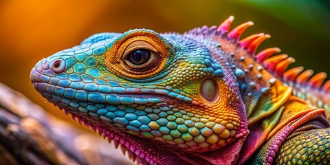 Fototapeta premium Close up photo of a colorful reptile with textured scales and sharp claws, reptile, colorful, scales, claws, close up