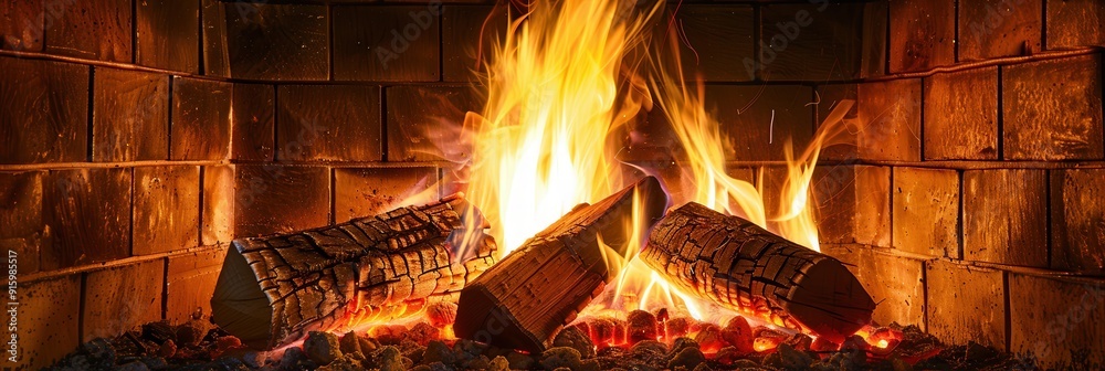 Aufkleber the vibrant flames dance in the fireplace, casting a warm glow and creating a serene atmosphere perf