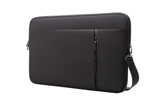 black laptop sleeve isolated on transparent background