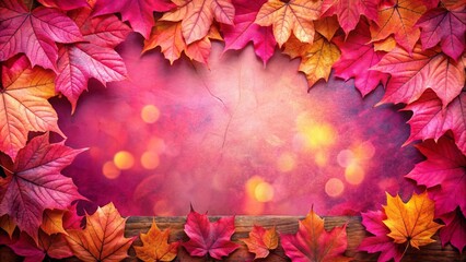 Obraz premium Pink autumn leaves background with vibrant colors and textures, autumn, leaves, pink, background, fall, season, foliage