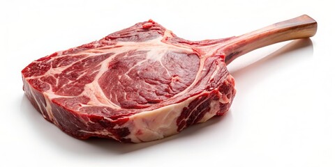 Raw Tomahawk steak with marbling, isolated on white, Tomahawk, Steak, Raw, Bone-in, Marbling, Beef, Meat, Food, Cut, Gourmet