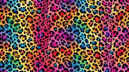 Obraz premium Colorful seamless furry leopard pattern for wallpaper, textile, and fabric with abstract fur texture, Leopard, tiger, colorful