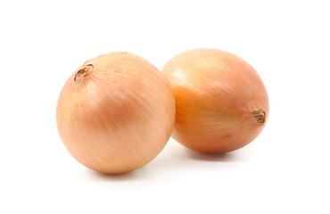 two onions white background vegetable