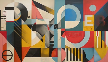 Abstract Geometric Composition with Vibrant Colors