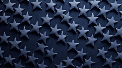Fototapeta premium Focused composition of the American flag's stars, each star intricately detailed, highlighted against a dark blue canvas