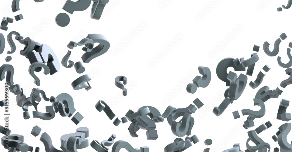 Aufkleber colored question marks background concept. 3D Rendering.