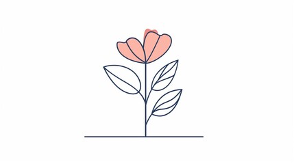 2D illustration of a single flower with beautiful petals with basic shapes on a neutral colored background in a simplicity of drawing in a minimalist vector style