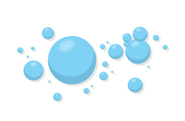 Set of blue water bubbles vector illustration isolated on white background