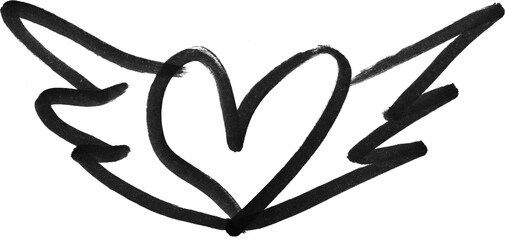 Heart Abstract hand drawing shape, scribble  comic emoticon element isolated on white background .