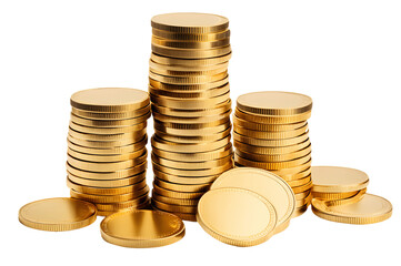 Stack of gold coins isolated on transparent background

