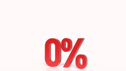 The red zero percent for Business concept 3d rendering.