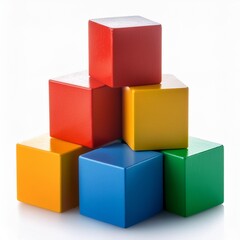 Fototapeta premium Stack of isolated colorful building blocks