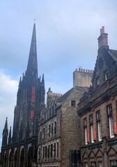 Fototapeta premium old street with church tower