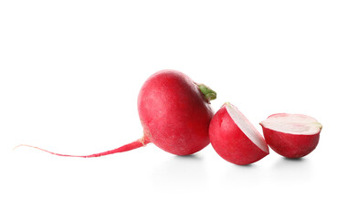 Fresh radishes on white background