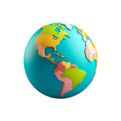 Fototapeta premium 3D illustration of a colorful earth globe with continents in different colors.