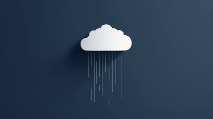 2D illustration of a fluffy raining cloud with basic shapes on a neutral colored background in a simplicity of vector minimalist style drawing