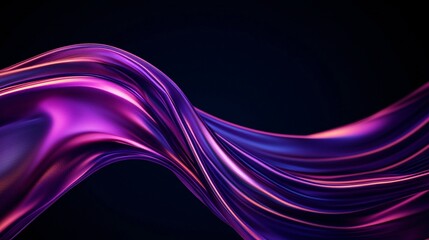 Naklejka premium Abstract flowing purple and pink satin fabric on a black background.