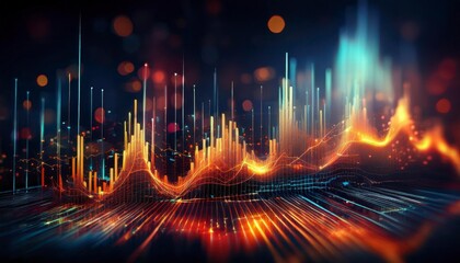 Stock market chart lines, financial graph on technology abstract background chart. Generated image