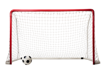 Soccer goal against a plain backdrop isolated on transparent background