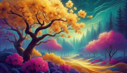 Whimsical Wonderland: A Vibrant Landscape