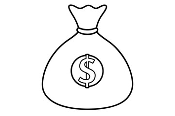 Money bag line art vector, Money bag with dollar outline icon. vector illustration
