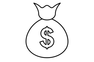 Money bag line art vector, Money bag with dollar outline icon. vector illustration
