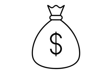 Money bag line art vector, Money bag with dollar outline icon. vector illustration

