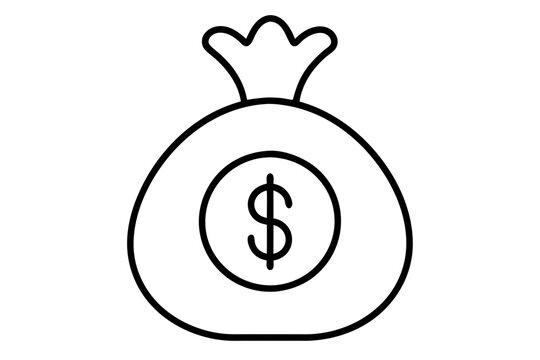 recommend clip art: Money bag line art vector, Money bag with dollar outline icon. vector illustration
                    