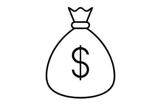 recommend clip art: Money bag line art vector, Money bag with dollar outline icon. vector illustration
                    