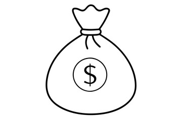 Money bag line art vector, Money bag with dollar outline icon. vector illustration
