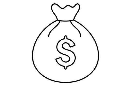 recommend clip art: Money bag line art vector, Money bag with dollar outline icon. vector illustration
                    
