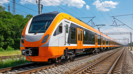 Fototapeta premium Electric trains powered by renewable energy