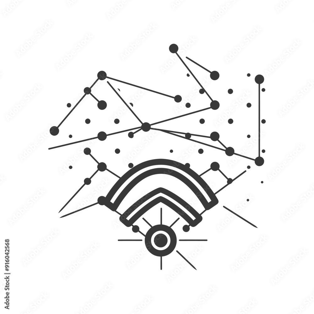 Poster abstract geometric design with circular elements and lines