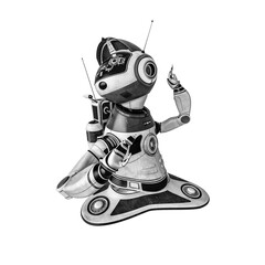 bot robot is floating and dancing alone