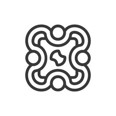 Obraz premium Abstract Geometric Design with Four Circles and Intertwined Lines