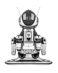 bot robot is floating on rear view