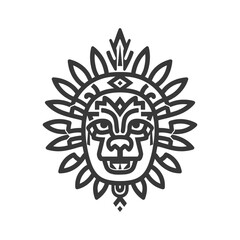 Fototapeta premium Abstract Geometric Lion Head with Floral Ornament